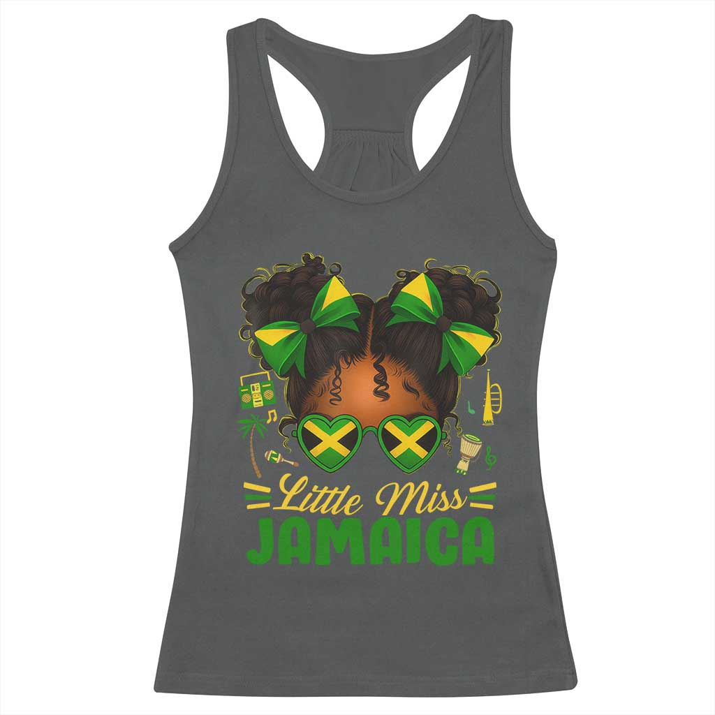 Little Miss Jamaica Racerback Tank Top Proud Jamaican Afro Black Girls Jamaica Flag Pride - Wonder Print Shop
