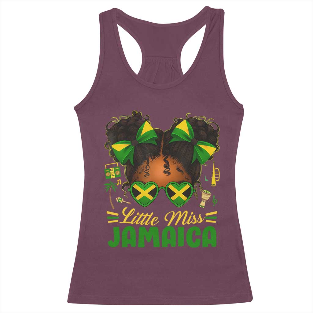 Little Miss Jamaica Racerback Tank Top Proud Jamaican Afro Black Girls Jamaica Flag Pride - Wonder Print Shop