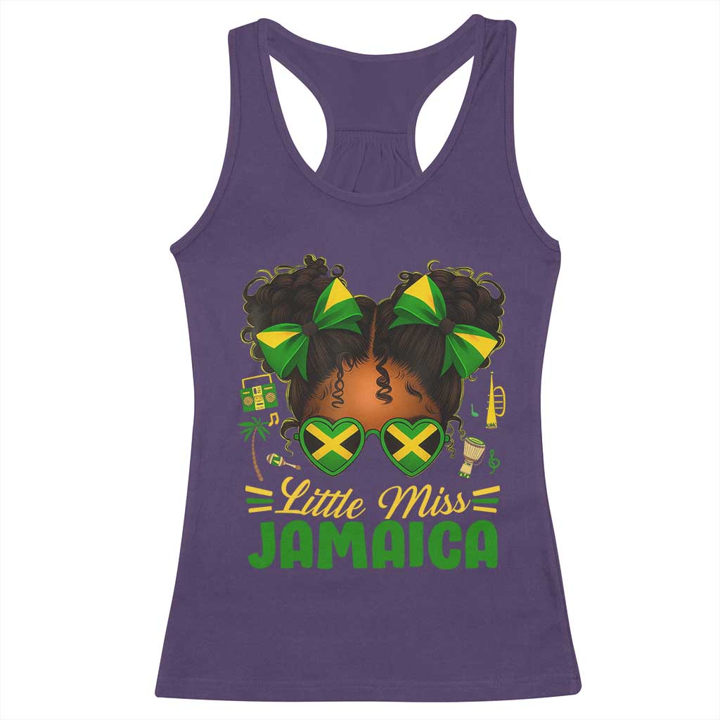 Little Miss Jamaica Racerback Tank Top Proud Jamaican Afro Black Girls Jamaica Flag Pride - Wonder Print Shop