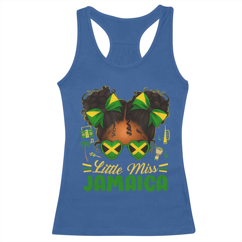 Little Miss Jamaica Racerback Tank Top Proud Jamaican Afro Black Girls Jamaica Flag Pride - Wonder Print Shop