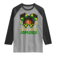 Little Miss Jamaica Raglan Shirt Proud Jamaican Afro Black Girls Jamaica Flag Pride - Wonder Print Shop