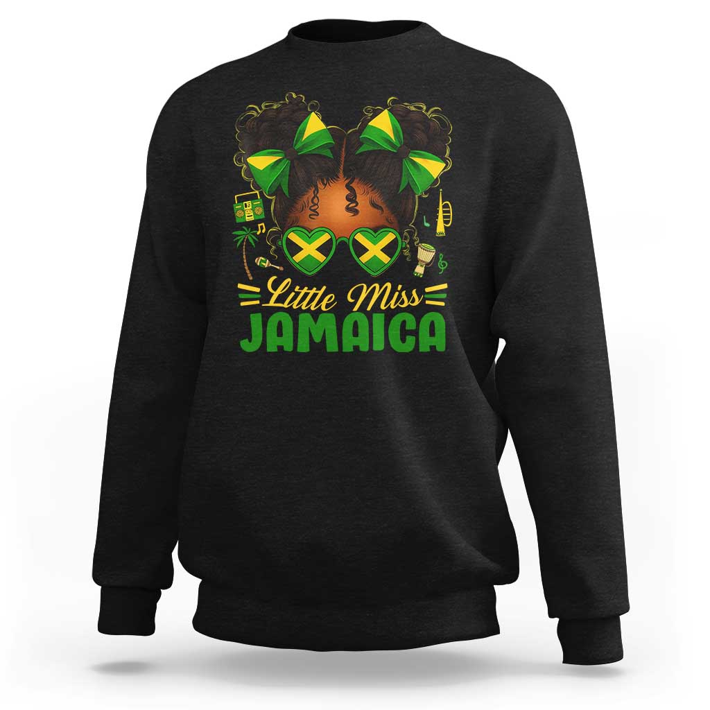 Little Miss Jamaica Sweatshirt Proud Jamaican Afro Black Girls Jamaica Flag Pride - Wonder Print Shop
