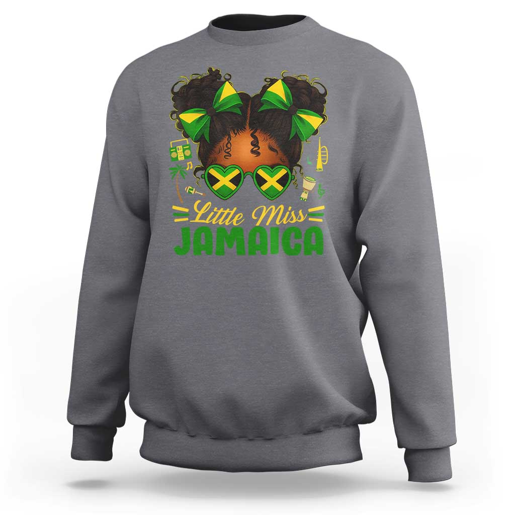 Little Miss Jamaica Sweatshirt Proud Jamaican Afro Black Girls Jamaica Flag Pride - Wonder Print Shop