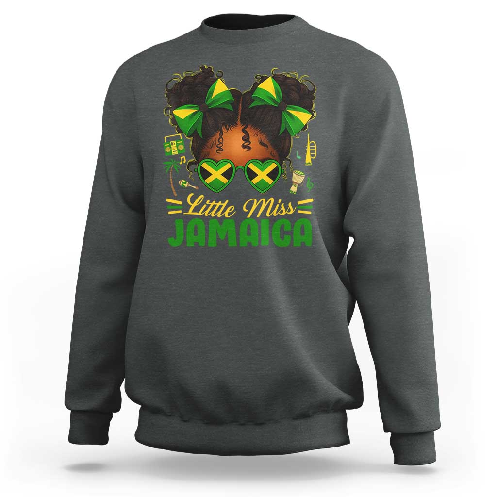 Little Miss Jamaica Sweatshirt Proud Jamaican Afro Black Girls Jamaica Flag Pride - Wonder Print Shop
