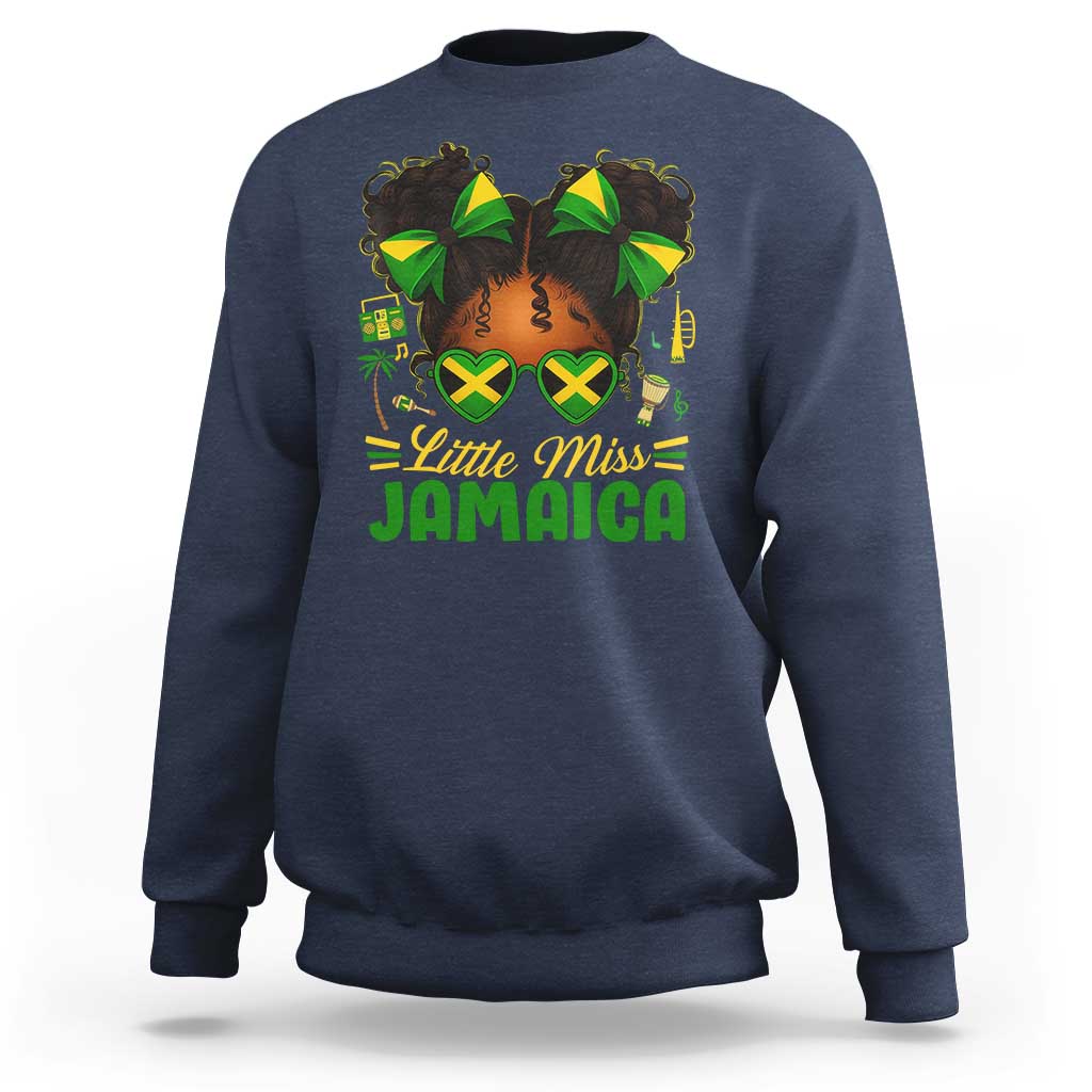 Little Miss Jamaica Sweatshirt Proud Jamaican Afro Black Girls Jamaica Flag Pride - Wonder Print Shop