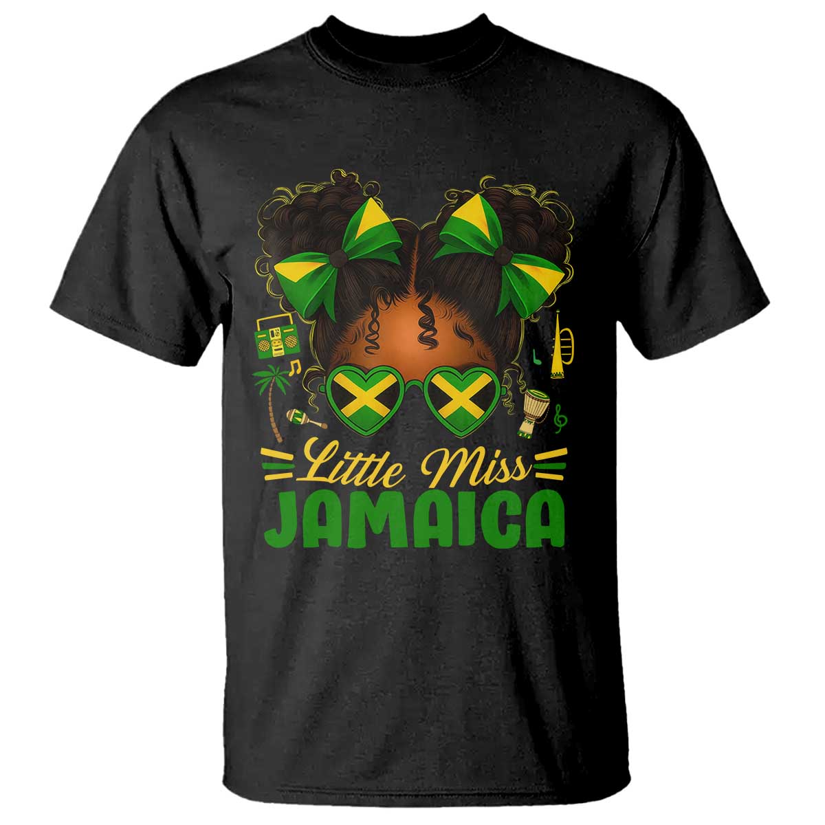 Little Miss Jamaica T Shirt Proud Jamaican Afro Black Girls Jamaica Flag Pride - Wonder Print Shop