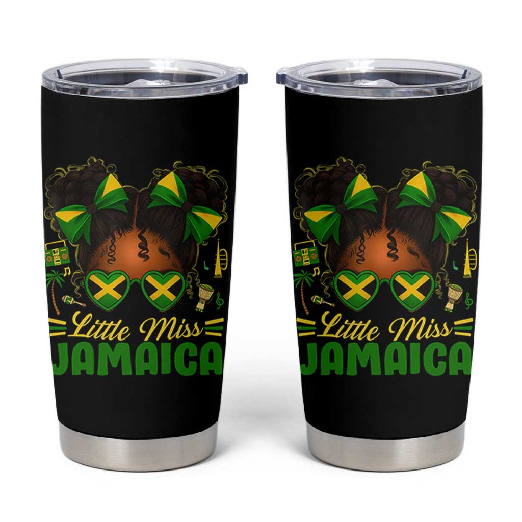 Little Miss Jamaica Tumbler Cup Proud Jamaican Afro Black Girls Jamaica Flag Pride - Wonder Print Shop