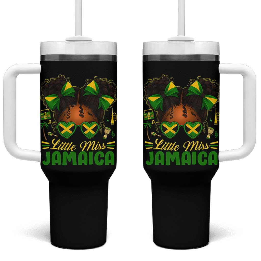 Little Miss Jamaica Tumbler With Handle Proud Jamaican Afro Black Girls Jamaica Flag Pride - Wonder Print Shop