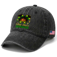Little Miss Jamaica Washed Cotton Baseball Cap Proud Jamaican Afro Black Girls Jamaica Flag Pride