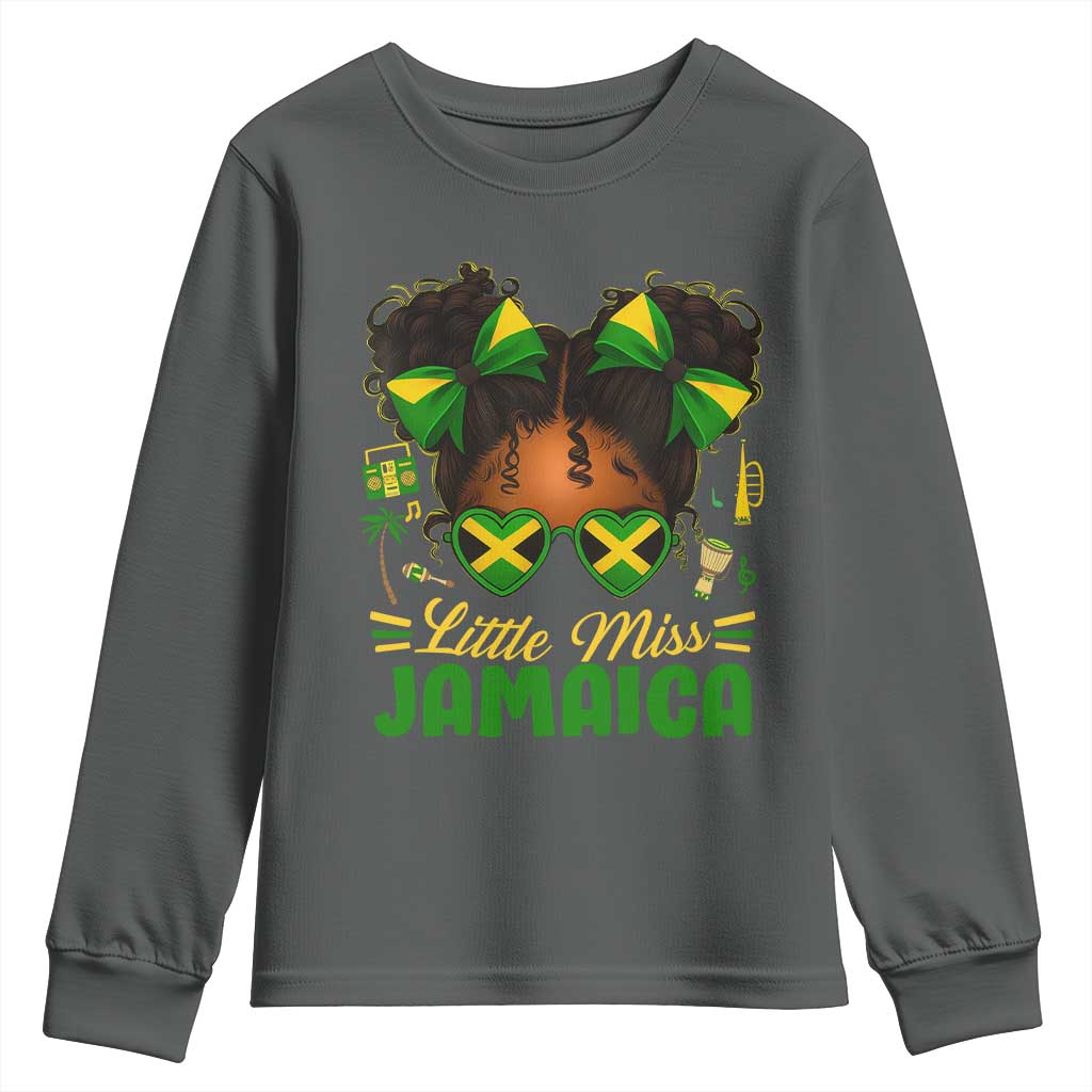 Little Miss Jamaica Youth Sweatshirt Proud Jamaican Afro Black Girls Jamaica Flag Pride - Wonder Print Shop