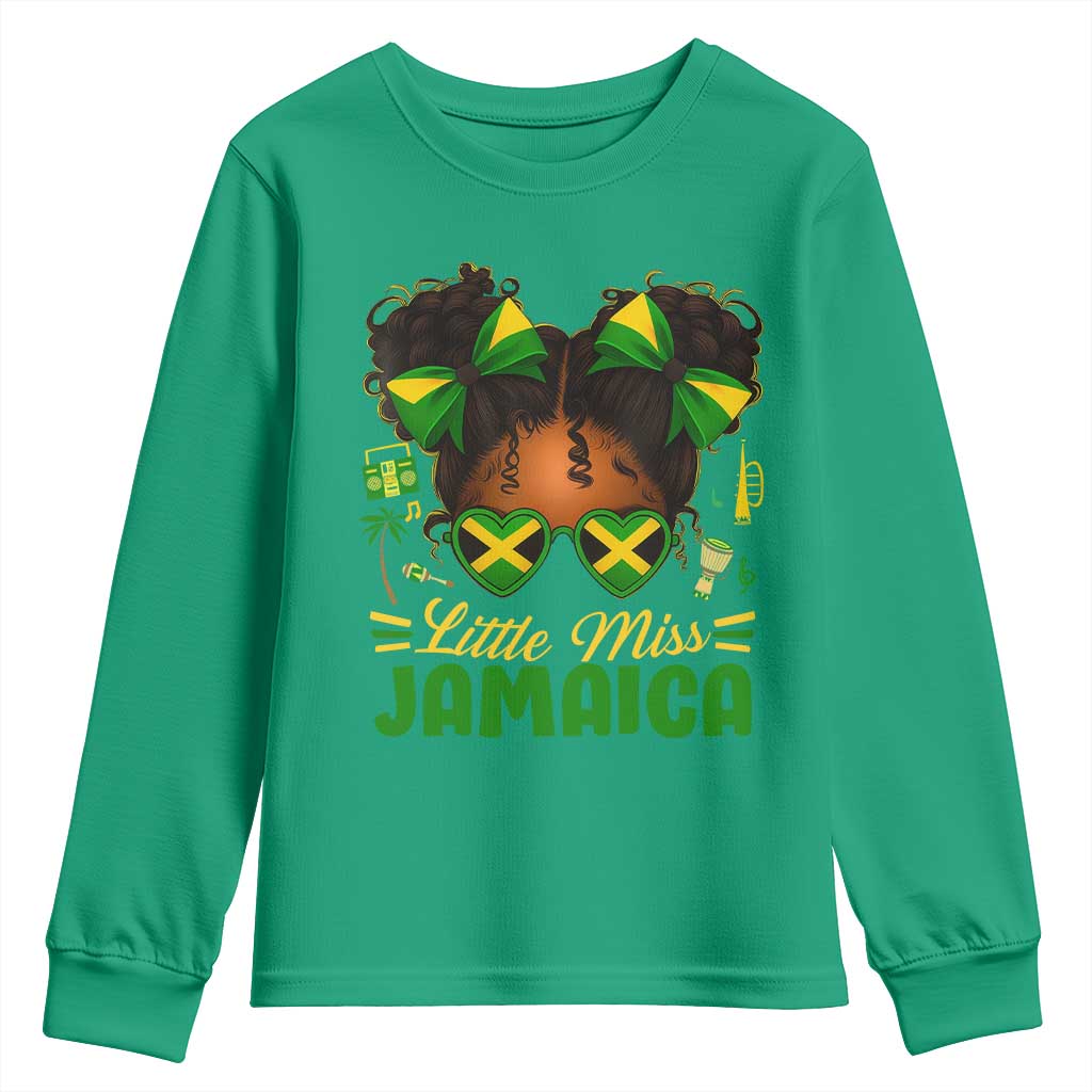 Little Miss Jamaica Youth Sweatshirt Proud Jamaican Afro Black Girls Jamaica Flag Pride - Wonder Print Shop