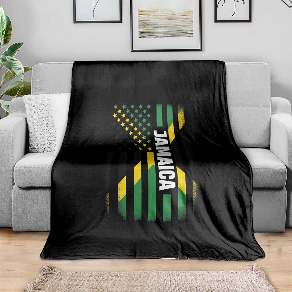 Jamaican American Flag Throw Blanket Distressed Jamaica America Usa Flag - Wonder Print Shop