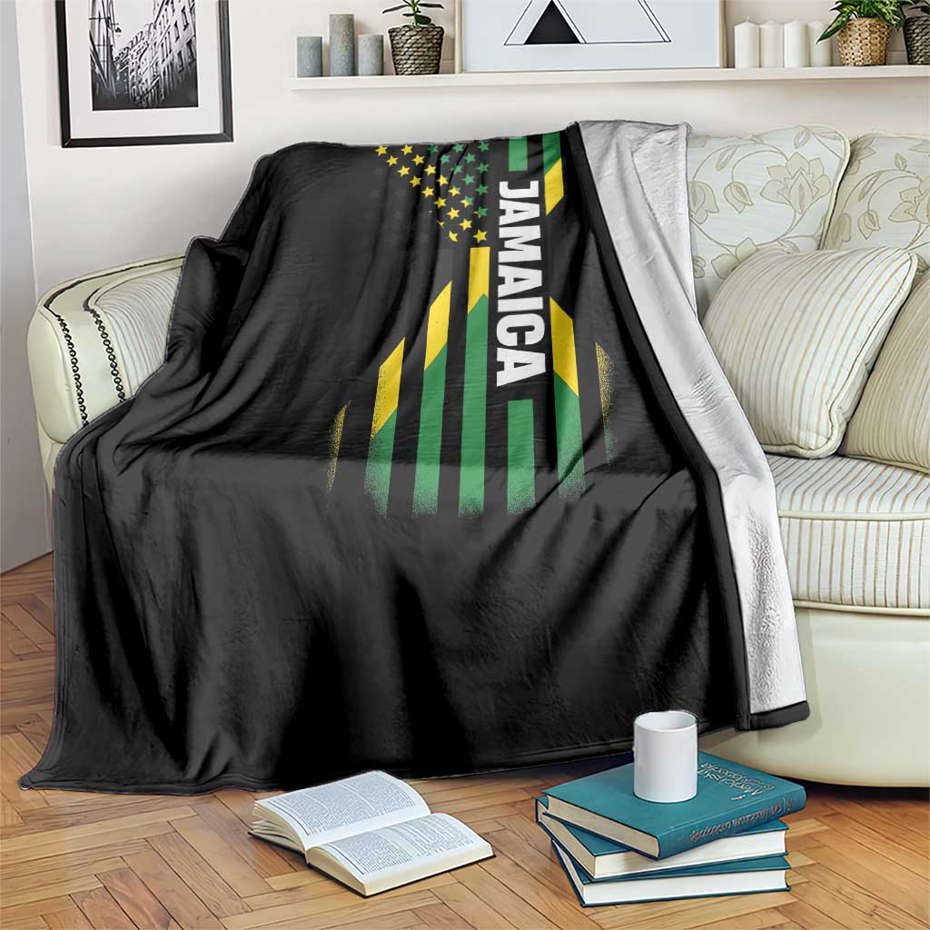 Jamaican American Flag Throw Blanket Distressed Jamaica America Usa Flag - Wonder Print Shop