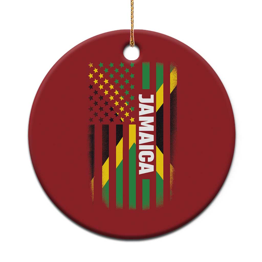 Jamaican American Flag Christmas Ornament Distressed Jamaica America Usa Flag - Wonder Print Shop