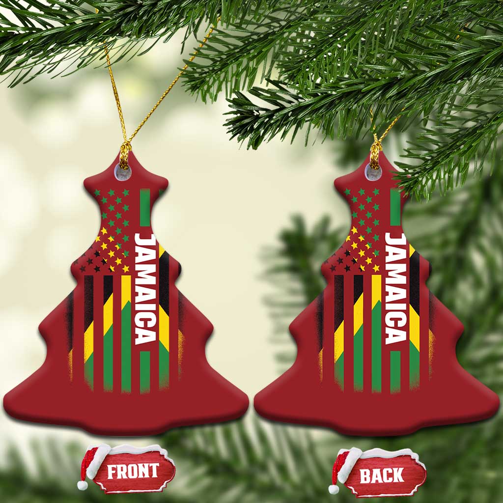 Jamaican American Flag Christmas Ornament Distressed Jamaica America Usa Flag - Wonder Print Shop
