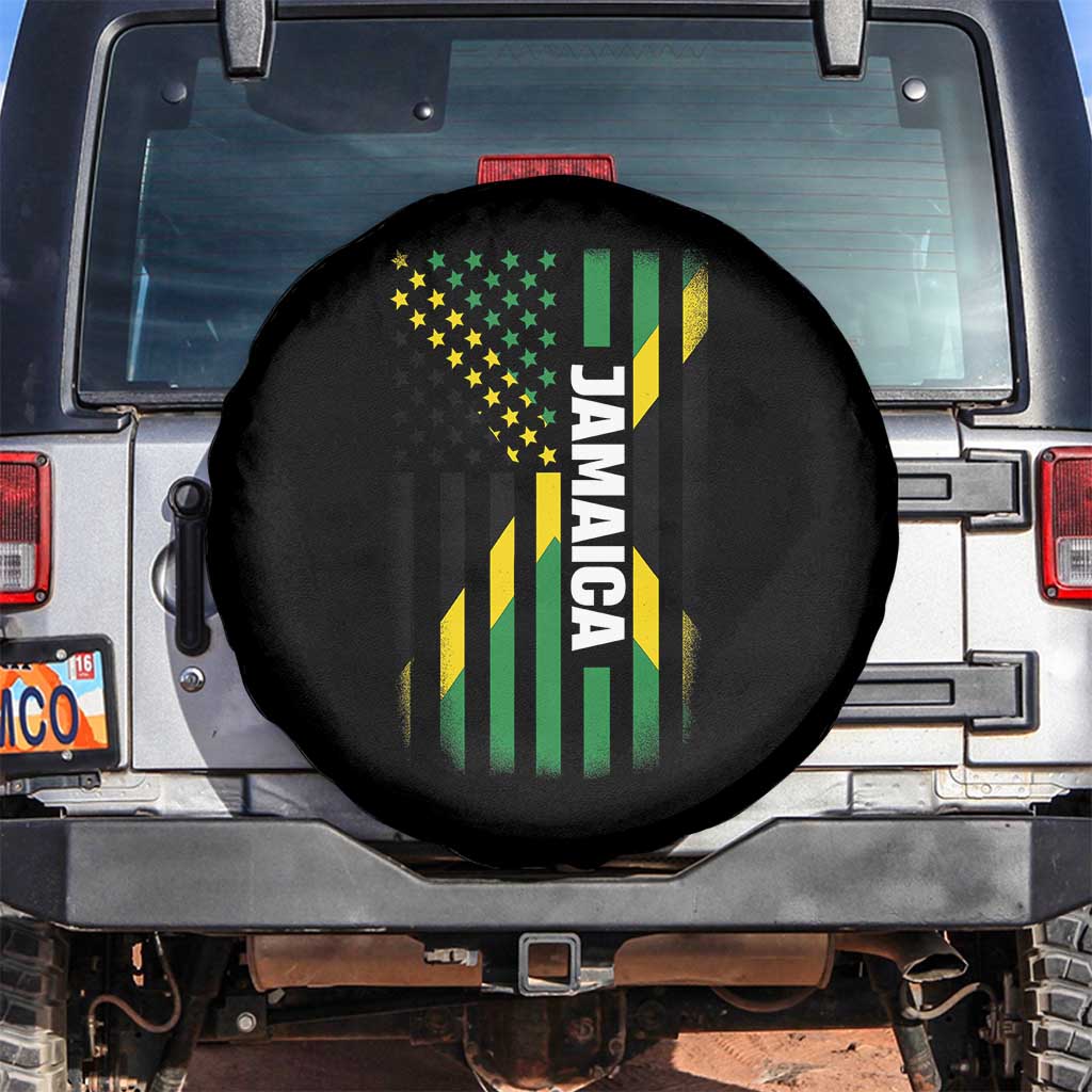 Jamaican American Flag Spare Tire Cover Distressed Jamaica America Usa Flag - Wonder Print Shop