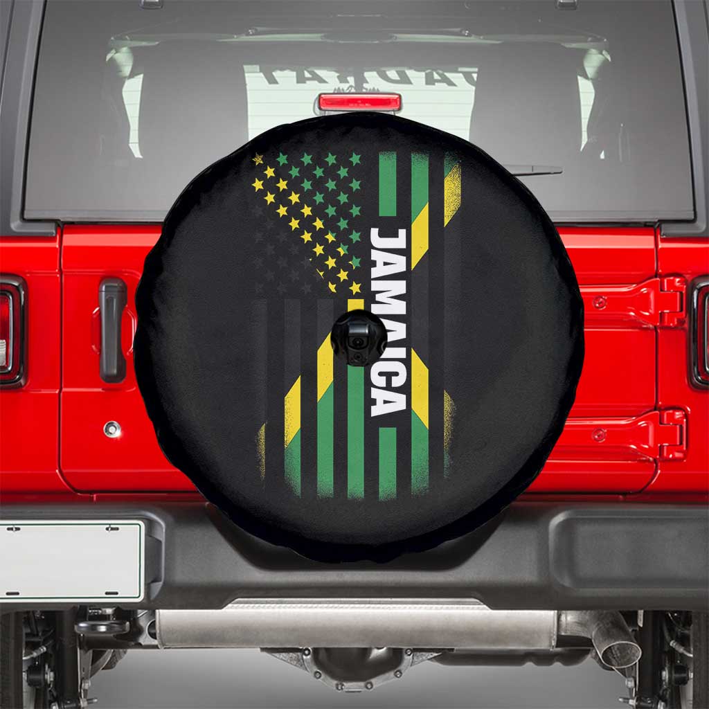 Jamaican American Flag Spare Tire Cover Distressed Jamaica America Usa Flag - Wonder Print Shop