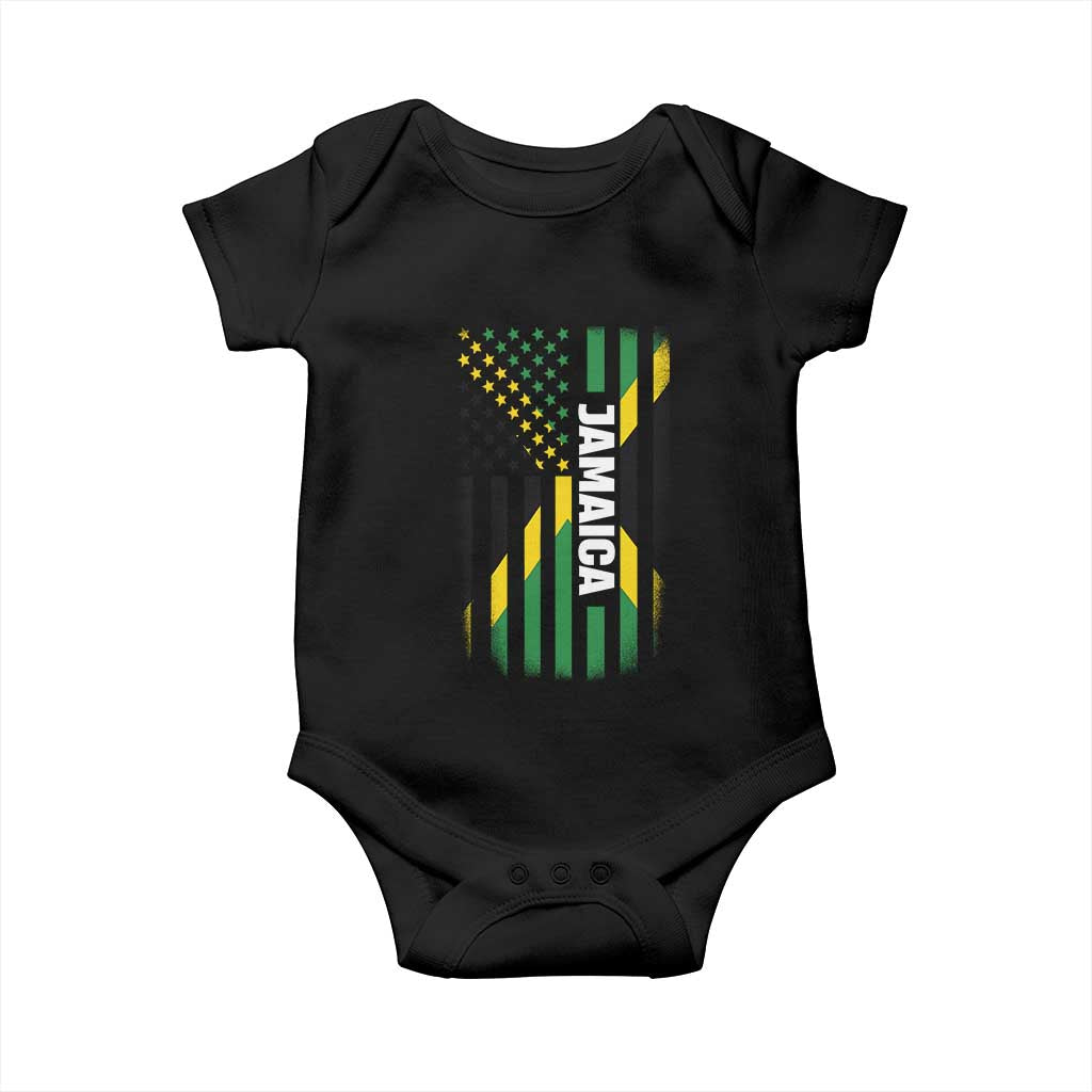 Jamaican American Flag Baby Onesie Distressed Jamaica America Usa Flag - Wonder Print Shop
