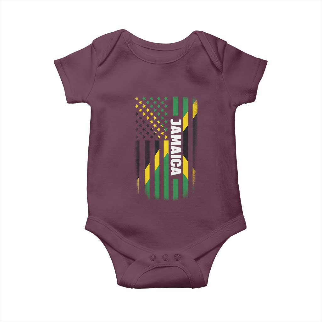 Jamaican American Flag Baby Onesie Distressed Jamaica America Usa Flag - Wonder Print Shop