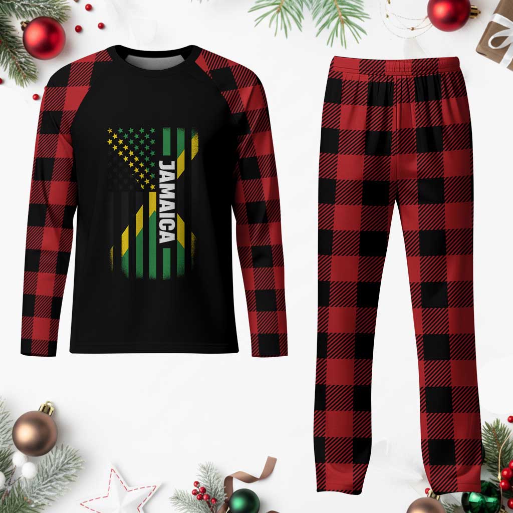 Jamaican American Flag Plaid Pajama Set Distressed Jamaica America Usa Flag - Wonder Print Shop