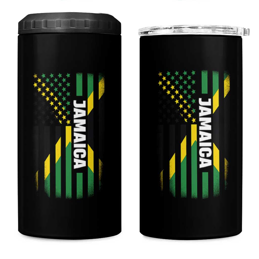 Jamaican American Flag 4 in 1 Can Cooler Tumbler Distressed Jamaica America Usa Flag - Wonder Print Shop