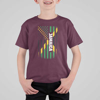 Jamaican American Flag T Shirt For Kid Distressed Jamaica America Usa Flag - Wonder Print Shop