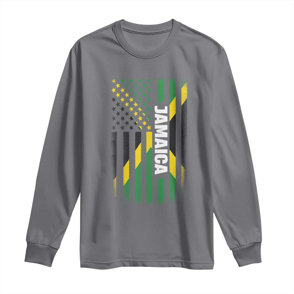 Jamaican American Flag Long Sleeve Shirt Distressed Jamaica America Usa Flag - Wonder Print Shop