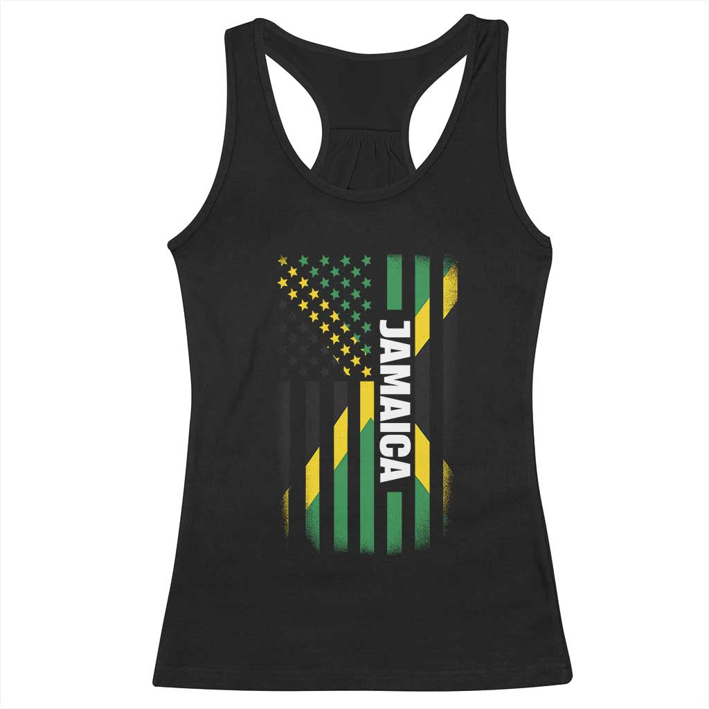 Jamaican American Flag Racerback Tank Top Distressed Jamaica America Usa Flag - Wonder Print Shop