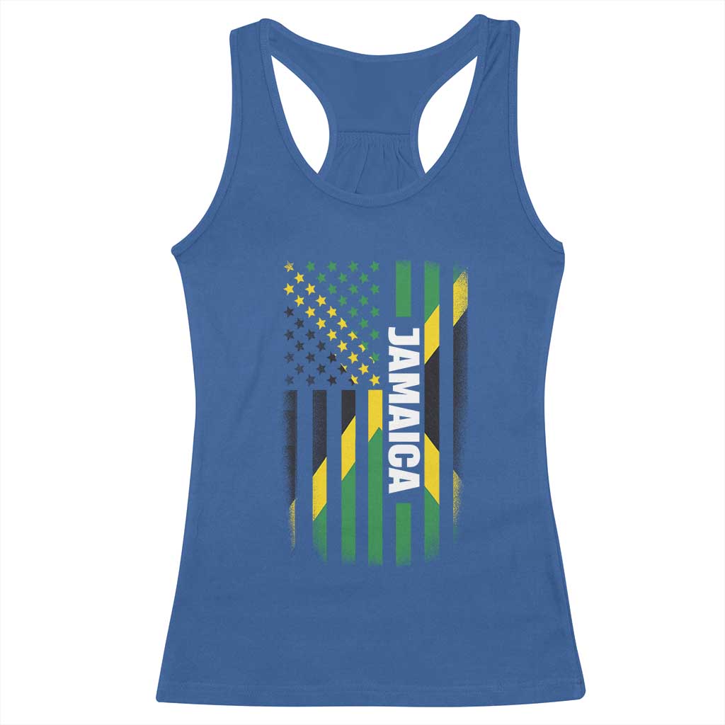 Jamaican American Flag Racerback Tank Top Distressed Jamaica America Usa Flag - Wonder Print Shop