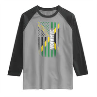 Jamaican American Flag Raglan Shirt Distressed Jamaica America Usa Flag - Wonder Print Shop