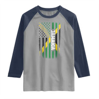 Jamaican American Flag Raglan Shirt Distressed Jamaica America Usa Flag - Wonder Print Shop