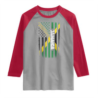 Jamaican American Flag Raglan Shirt Distressed Jamaica America Usa Flag - Wonder Print Shop