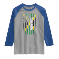 Jamaican American Flag Raglan Shirt Distressed Jamaica America Usa Flag - Wonder Print Shop