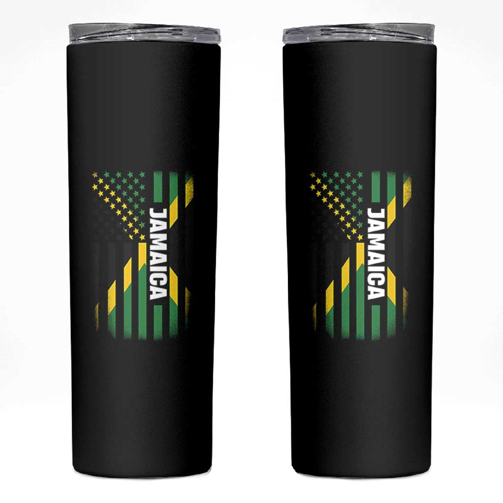 Jamaican American Flag Skinny Tumbler Distressed Jamaica America Usa Flag - Wonder Print Shop
