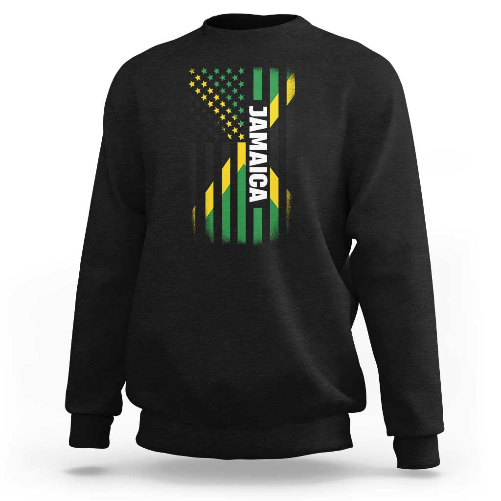 Jamaican American Flag Sweatshirt Distressed Jamaica America Usa Flag - Wonder Print Shop