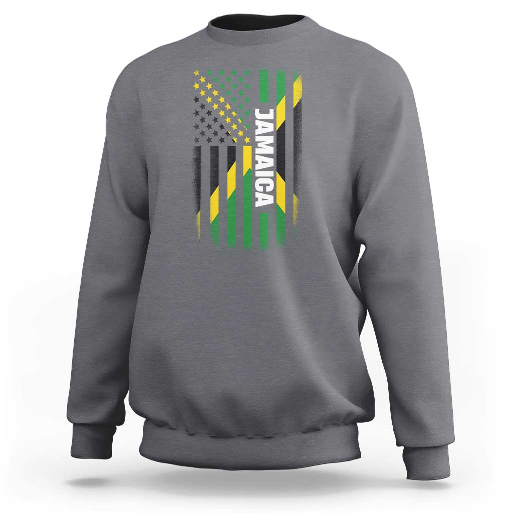 Jamaican American Flag Sweatshirt Distressed Jamaica America Usa Flag - Wonder Print Shop