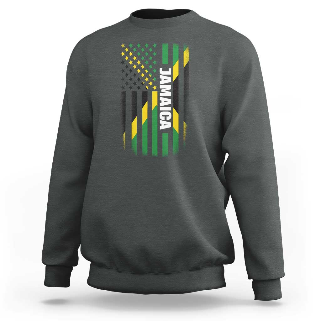 Jamaican American Flag Sweatshirt Distressed Jamaica America Usa Flag - Wonder Print Shop