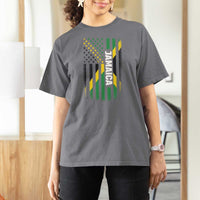 Jamaican American Flag T Shirt For Women Distressed Jamaica America Usa Flag - Wonder Print Shop