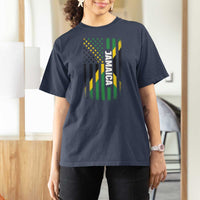 Jamaican American Flag T Shirt For Women Distressed Jamaica America Usa Flag - Wonder Print Shop