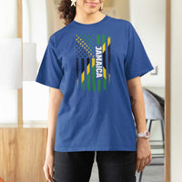Jamaican American Flag T Shirt For Women Distressed Jamaica America Usa Flag - Wonder Print Shop