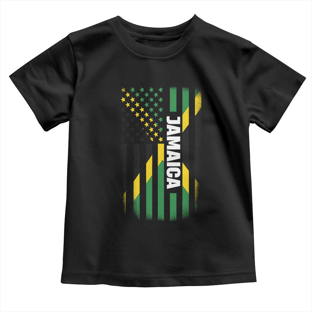 Jamaican American Flag Toddler T Shirt Distressed Jamaica America Usa Flag - Wonder Print Shop