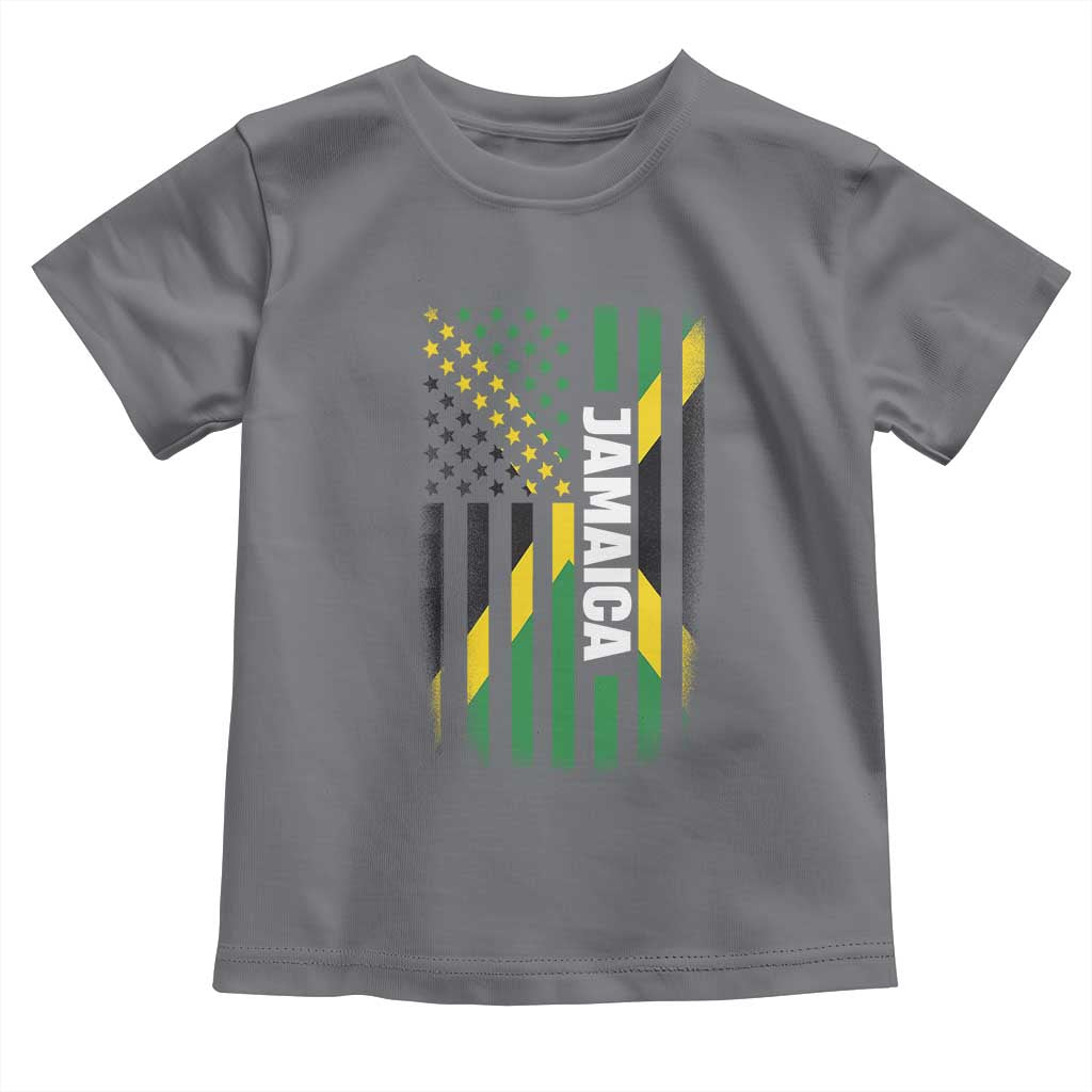 Jamaican American Flag Toddler T Shirt Distressed Jamaica America Usa Flag - Wonder Print Shop
