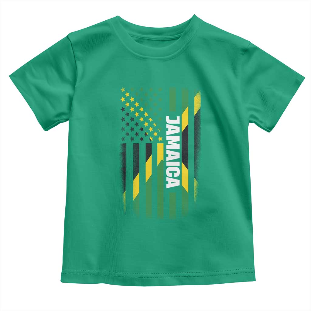 Jamaican American Flag Toddler T Shirt Distressed Jamaica America Usa Flag - Wonder Print Shop