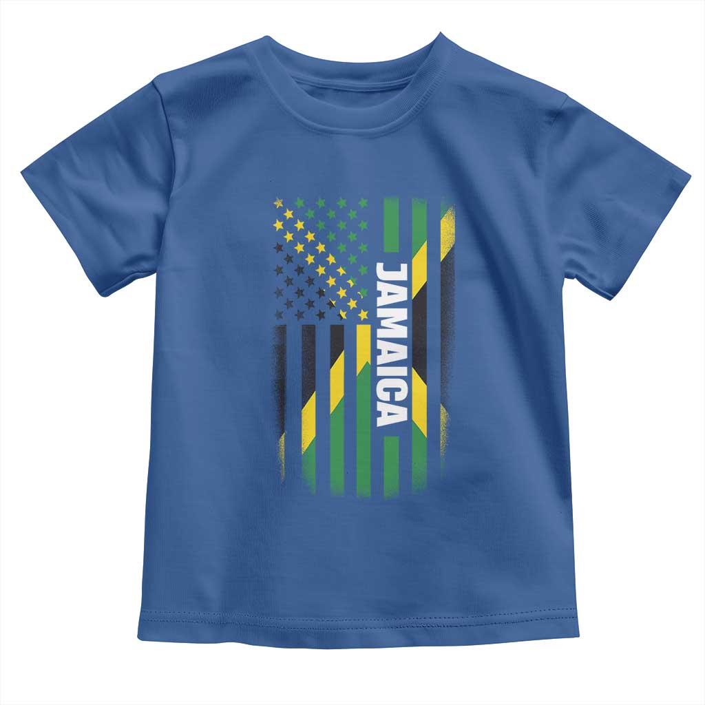 Jamaican American Flag Toddler T Shirt Distressed Jamaica America Usa Flag - Wonder Print Shop