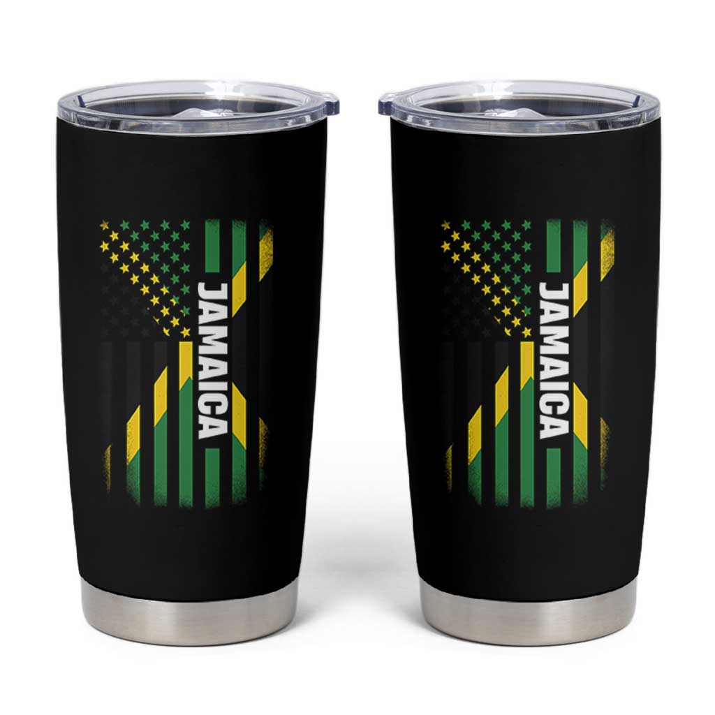 Jamaican American Flag Tumbler Cup Distressed Jamaica America Usa Flag - Wonder Print Shop