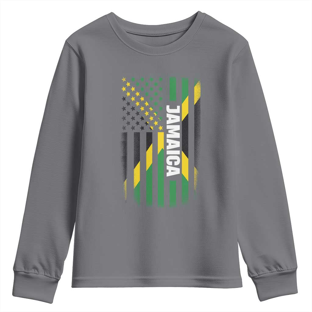 Jamaican American Flag Youth Sweatshirt Distressed Jamaica America Usa Flag - Wonder Print Shop
