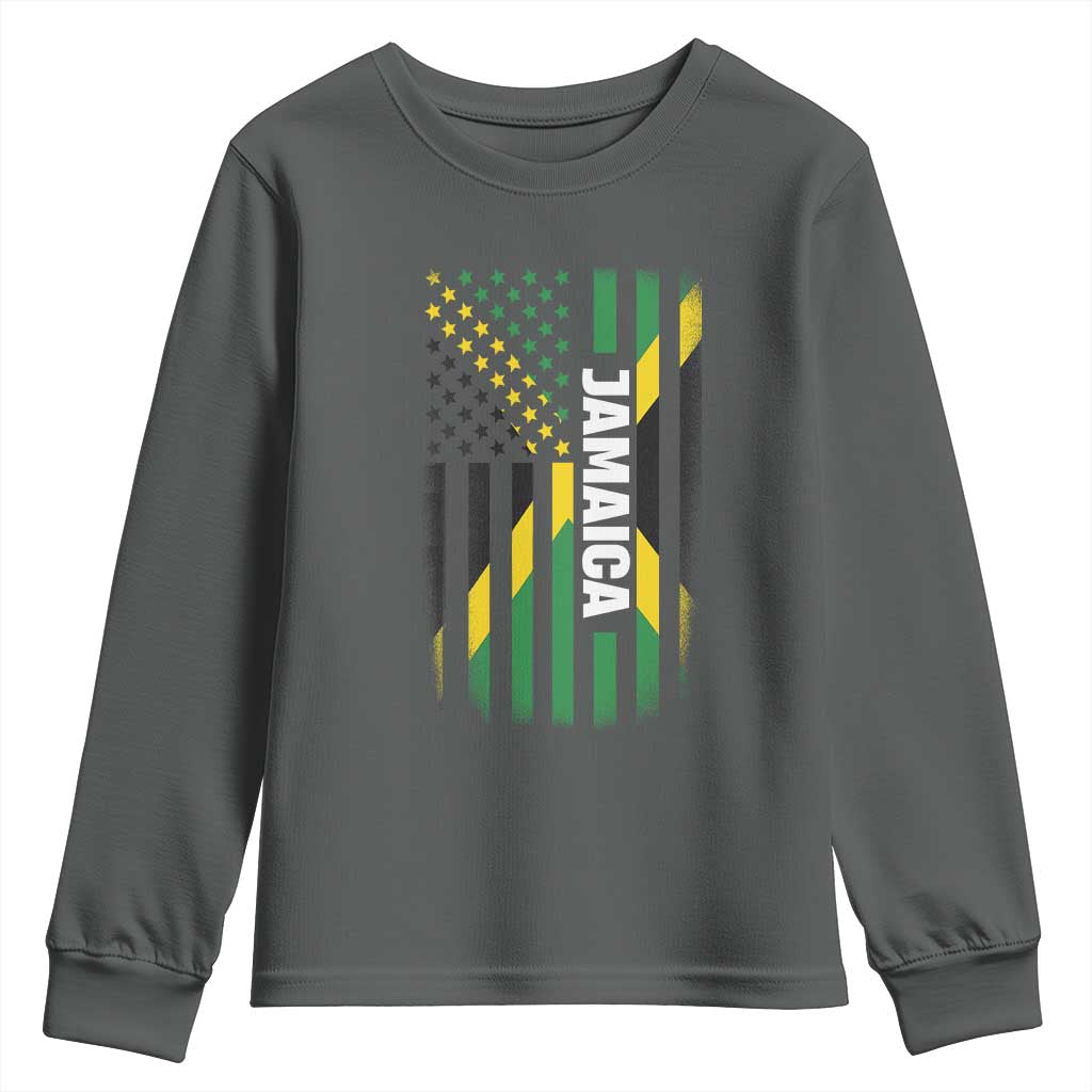 Jamaican American Flag Youth Sweatshirt Distressed Jamaica America Usa Flag - Wonder Print Shop