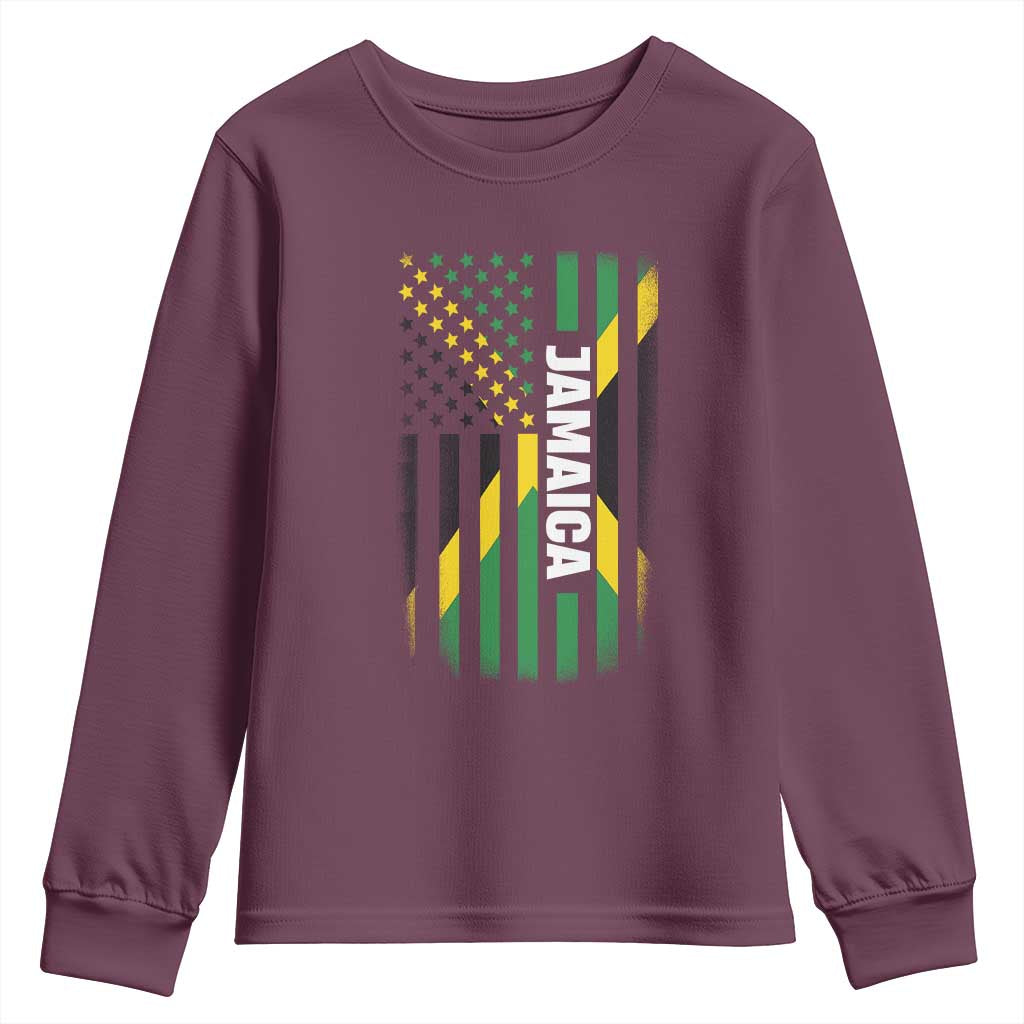Jamaican American Flag Youth Sweatshirt Distressed Jamaica America Usa Flag - Wonder Print Shop