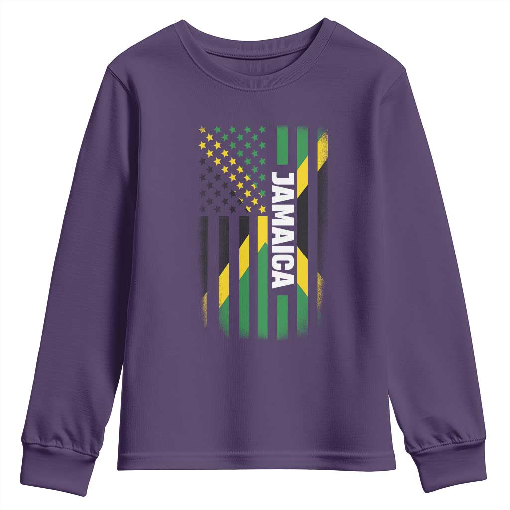 Jamaican American Flag Youth Sweatshirt Distressed Jamaica America Usa Flag - Wonder Print Shop