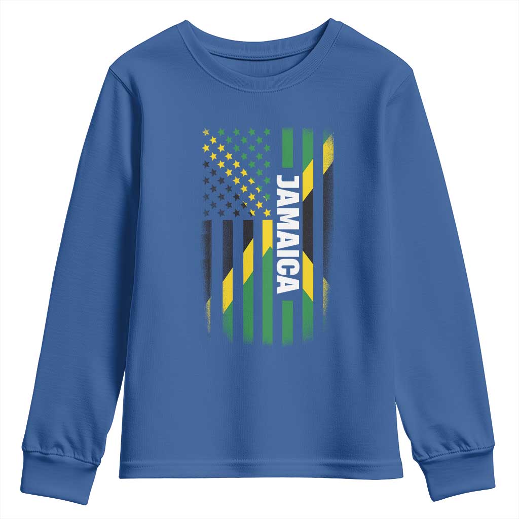 Jamaican American Flag Youth Sweatshirt Distressed Jamaica America Usa Flag - Wonder Print Shop